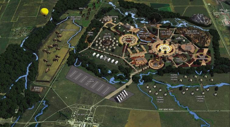 Rendering of “Plains Heritage Park” proposed by the Cheyenne and Arapaho Tribes