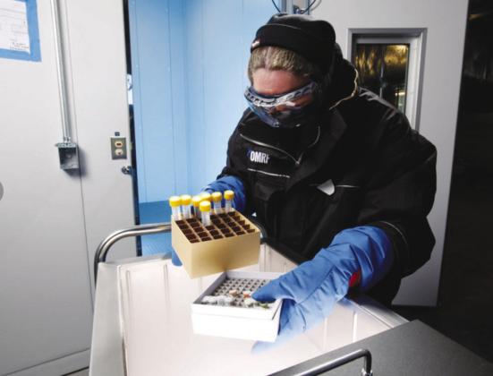 Samples donated by patients in OMRF’s clinics are stored in special freezers at temperatures reaching minus-80 degrees Celsius (minus-112 Fahrenheit). These freezers form one aspect of the Oklahoma Rheumatic Diseases Research